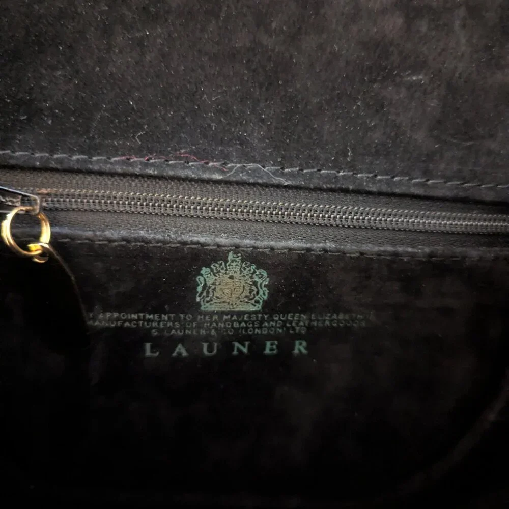 Black Leather Handbag by Launer - Picture 4 of 6